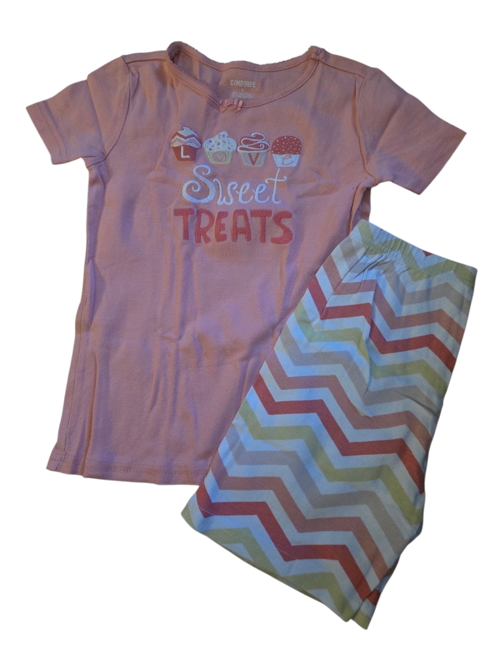 Gymboree Pink 'Sweet Treats' Girls Pajama Set with Chevron Pants